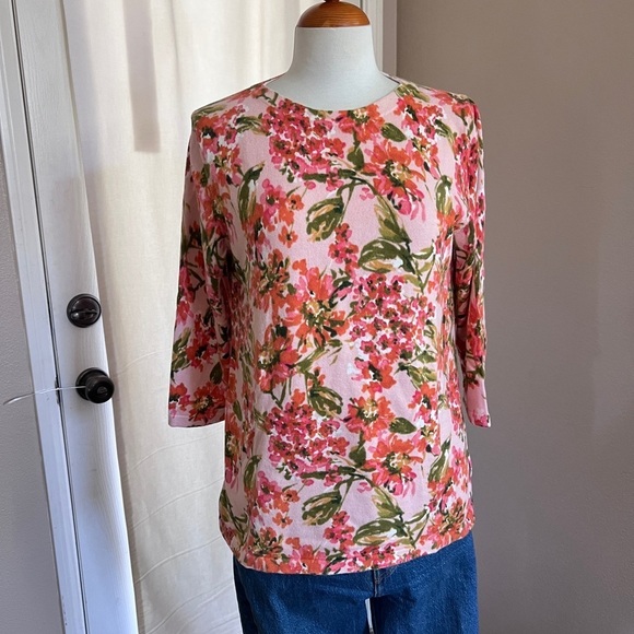 Talbots 100% Cotton Floral Grannycore Sweater - Picture 2 of 2